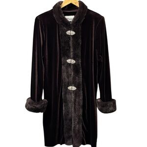 Vintage long velour penny lane coat, large